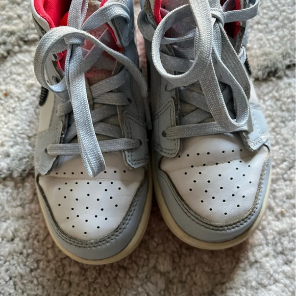 AIR JORDAN 1 MID HALF BLUE sneakers polka dot swoosh 640737-400 9C - Picture 11 of 12